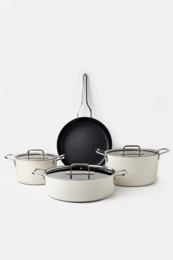 Fin 7 Parça Diamond Tencere ve Tava Seti Krem