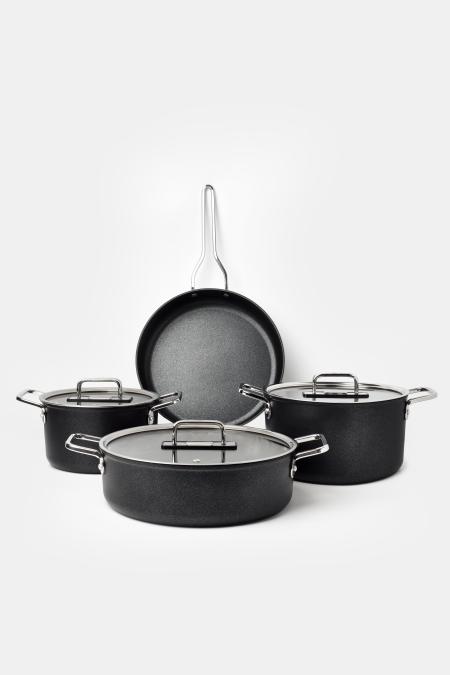 Fin 7 Parça Diamond Tencere ve Tava Seti Siyah