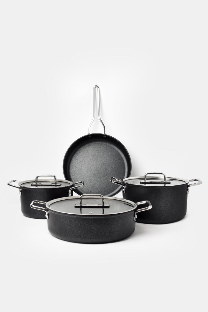 Fin 7 Parça Diamond Tencere ve Tava Seti Siyah