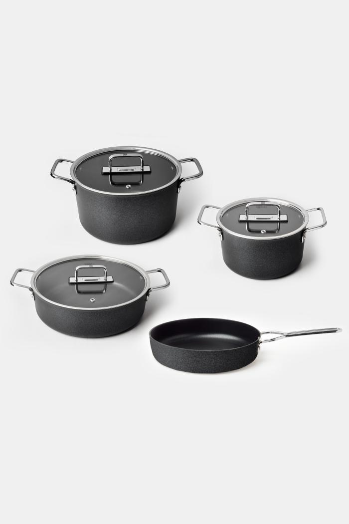 Fin 7 Parça Diamond Tencere ve Tava Seti Siyah