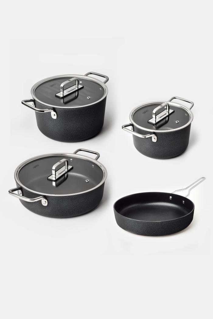 Fin 7 Parça Diamond Tencere ve Tava Seti Siyah