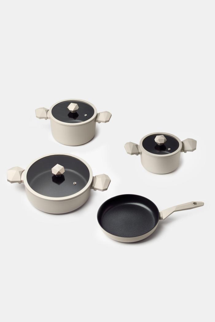 Gal 7 Parça Diamond Tencere ve Tava Seti Krem