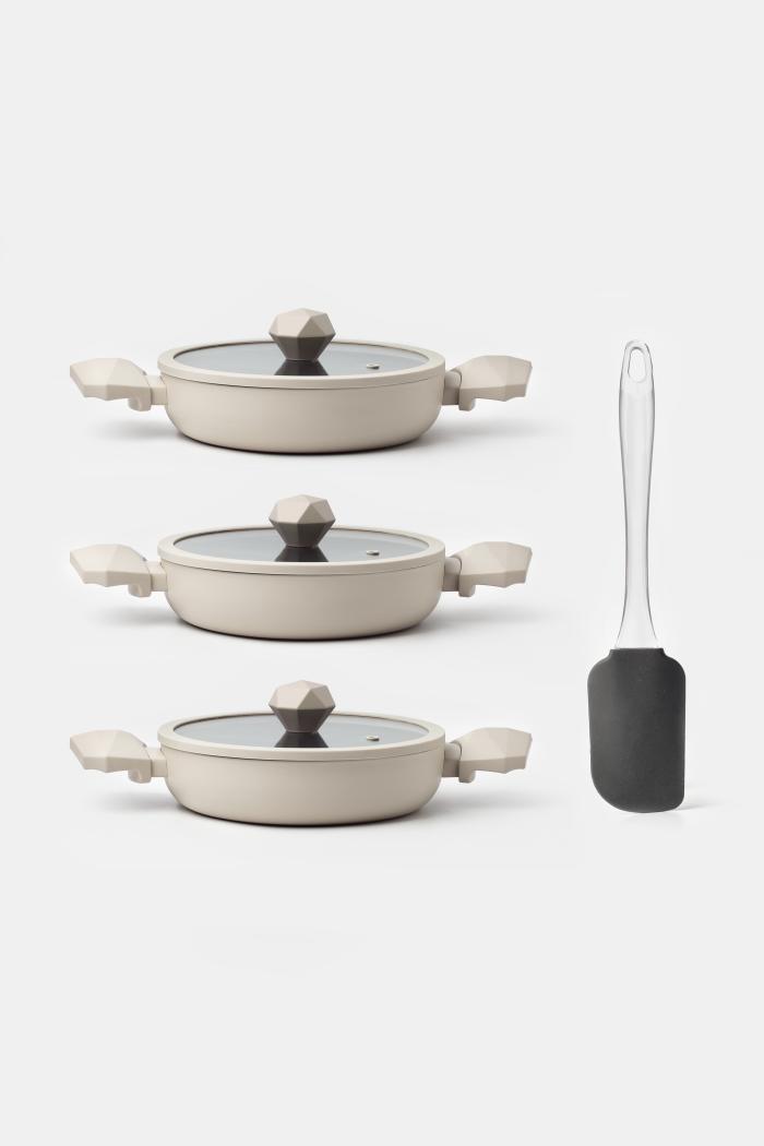 Gal 6 Parça Diamond Sahan Seti Krem