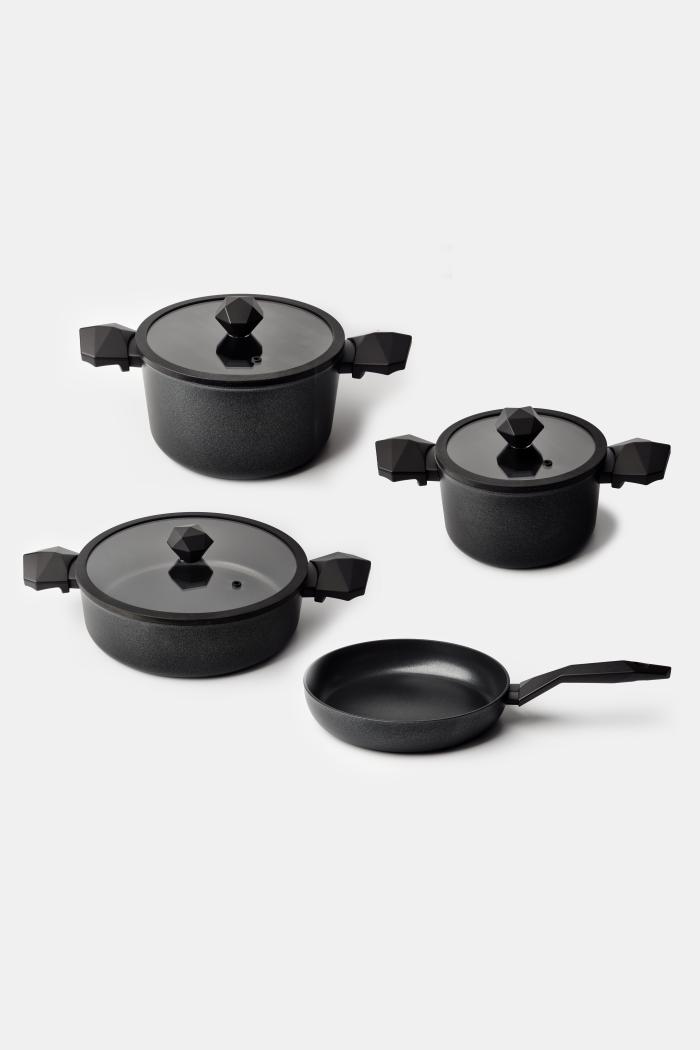 Gal 7 Parça Diamond Tencere ve Tava Seti Siyah